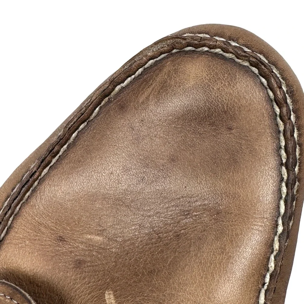 Quoddy Brown Leather Blucher Shoes Mens 10.5 M Made in USA Moc Toe Boat Shoes